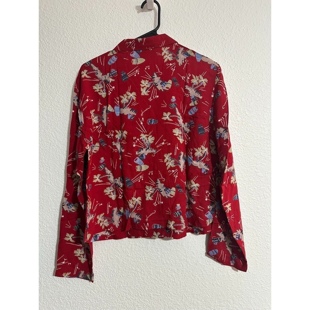 Vintage 2 Piece Set Medium‎ Skirt Long Sleeve Red Jamaica Island Life Vacation - Picture 6 of 12